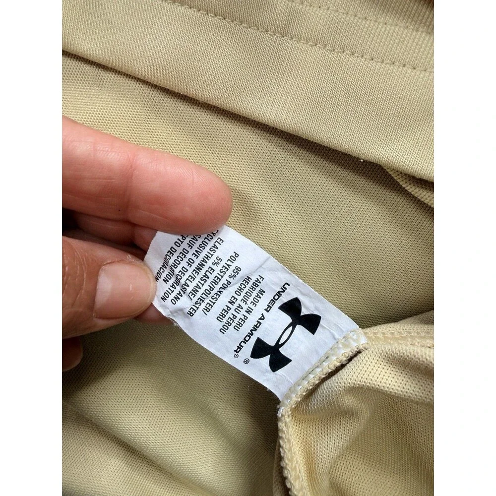 Under Armour HeatGear Polo Shirt Mens 3XL Light Yellow Golf Performance Loose